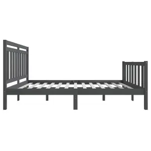 Berkfield Bed Frame Grey Solid Wood 160x200 cm 5FT King Size