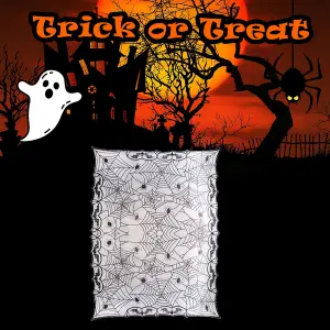 Halloween Tablecloth Spiders Web Rectangle Trick or Treat Party 120 x 160 White