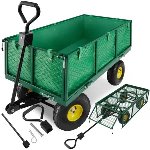 Garden Trolley - foldable side walls, padded handle, 550 kg load capacity - green