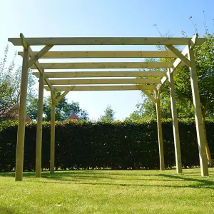 Garden Pergola 6 Posts - Wood - L300 x W780 x H270 cm - Light Green