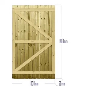 Premier Garden Supplies Pedestrian Gate 180cm (6ft) High x 105cm Wide Feather Edge Flat Top Fully Framed Single Swing Gate