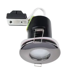 ValueLights Downlight Fire Rated IP65 Black Chrome Ceiling Light Fitting Single Pack