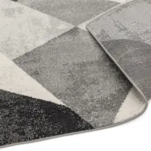 Grey Funky Modern Abstract Geometric Dining Room Bedroom & Living Room Rug-200cm X 290cm