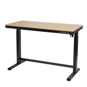 Ergonomic Electric Sit-Stand Desk with USB Ports and Storage Drawer - 1200 x 600mm Black and Oak Finish