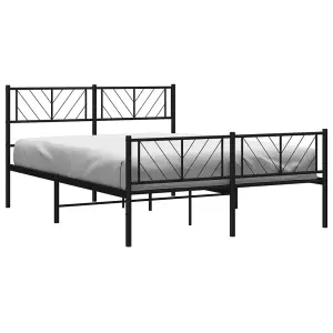 Berkfield Metal Bed Frame with Headboard and Footboard Black 135x190 cm