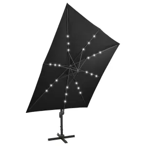 Berkfield Cantilever Umbrella with Pole and LED Lights Black 300 cm