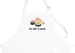 Purely Home Food Pun Novelty Kitchen Apron - Cooking & Baking Gift - You Maki Me Proud