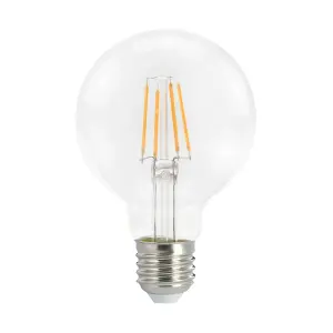 Diall G80 E27 3.4W 470lm Clear Globe Warm white LED Filament Light bulb