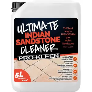 Pro-Kleen Ultimate Indian Sandstone Cleaner Removes Dirt, Grime, Black Spots, Stains & More Restores Colour Child & Pet Safe 5L