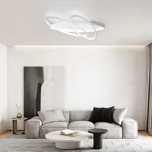 LED Modern Ceiling Light 3 Ring Dimmable with Remote Control Hanalei White