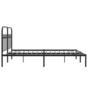 Berkfield Metal Bed Frame without Mattress with Headboard Black 150x200cm