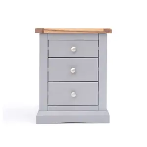 Rocca 3 Drawer Bedside Table Chrome Knob