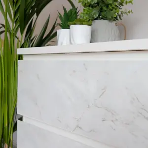 d-c-fix  Marble Romeo Matt White Self Adhesive Vinyl Wrap Film for Kitchen Worktops and Furniture 2.1m(L) 90cm(W)