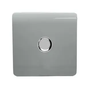 Trendi Switch 1 Gang 1 or 2 way 150w Rotary LED Dimmer Light Switch in Platinum Silver