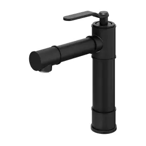 GoodHome Sauga Tall Black Round Basin Mono mixer Tap