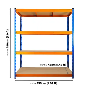 10 Bays of 4 Tier ULTRA HEAVY DUTY Storage Racking 1800h x 1500w x 450d mm 350kg