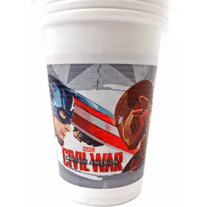 Captain America Civil War Plastic 200ml Party Cup (Pack of 8) Red/Grey/White (One Size)