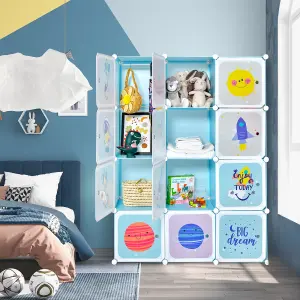 Costway Portable Children Wardrobe 12 Cubes Kid Closet Baby Dresser Storage Organizer