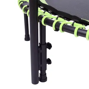 48in Bungee Cords Foldable Round Trampoline with Adjustable U-Handle Bar in Green for Indoor Outdoor