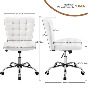 Yaheetech Modern Desk Chair with Adjustable Seat Height - White