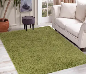 Serdim Rugs Plain Living Room Shaggy Area Rugs Green 60x110 cm