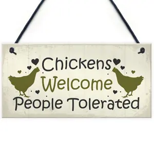 Red Ocean Funny Chicken Sign Hanging Sign Pet Sign Chicken Accessories Garden Plaque Friend Gift