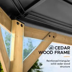 Sunjoy FSC Cedar Wood Gazebo EGGI - 395cm x 395cm, Anthracite