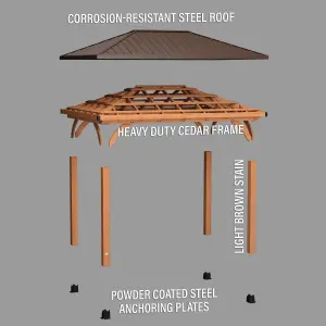 Backyard Discovery Barrington Cedar Wood Patio Gazebo  4.3m x 3m (14ft x 10ft)