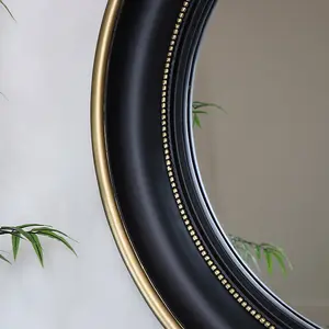 Melody Maison Round Black & Gold Wall Mirror 90cm x 90cm