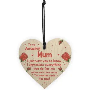 Quirky Gift For Mum Birthday Christmas Wood Heart Gift For Her From Daughter Son Keepsake