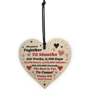 6th Anniversary Gift Husband Wife Wedding Six Years Mr  Mrs Gift Wood Heart