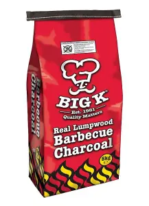 Big K Products Lumpwood Charcoal, Ideal For Home BBQ, 90 Minutes Cooking Time, CH05W-BQ-20PK, 20 x 5kg Bags