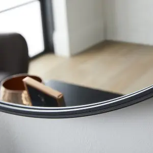 Wall Mirror Bexley Round Shaped with Black Aluminium Frame- Diameter 60cm for Contemporary Interior in Living room, Dining room