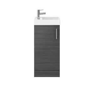 Vault 400mm Bathroom Vanity with Integrated Vitreous China Basin Anthracite Woodgrain