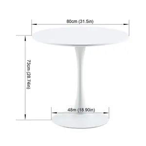 Kingsley Round Metal Base Dining Table White / 73cm H x 80cm W x 80cm D