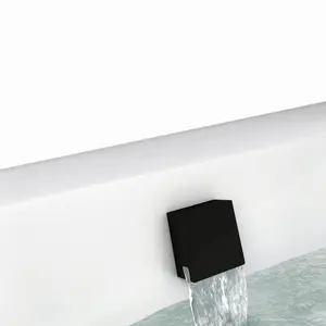 ENKI Matte Black Pop Up Freeflow Square Bath Filler with Overflow & Waste W49