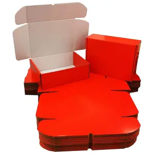 50 x Shiny Red (10" x 7" x 3") Coloured Cardboard Postal Shipping Mailing Die Cut Boxes