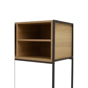 Interiors By Premier Natural Oak Effect Shelf Unit, Sturdy And Stable Narrow Shelving Unit, Easily Maintained Work Space