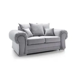 Verona 2 Seater Sofa in Light Grey Crushed Chenille