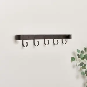 Melody Maison Large Rustic Iron Wall Hook Storage Rack