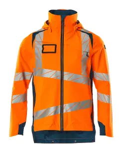 Mascot Accelerate Safe Lightweight Lined Outer Shell Jacket (Hi-Vis Orange/Dark Petroleum)  (Medium)