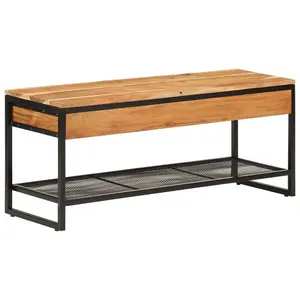 Berkfield Shoe Bench 110x35x45 cm Solid Wood Acacia and Iron