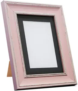 Scandi Distressed Pink Frame with Black Mount for Image Size 6 x 4 Inch