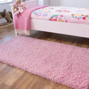 Soft Value Baby Pink Shaggy Area Rug 80x150cm