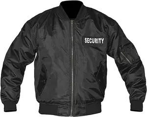 RAC3 Security Bomber Jacket for Men - Durable Black Nylon with "SECURITY" Print, Available in Sizes S to 4XL (Small)