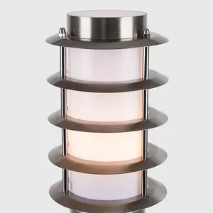 ValueLights Wharf Modern Outdoor Stainless Steel 450mm Bollard Lantern Light Post - Includes 4w LED Candle Bulb 3000K Warm White