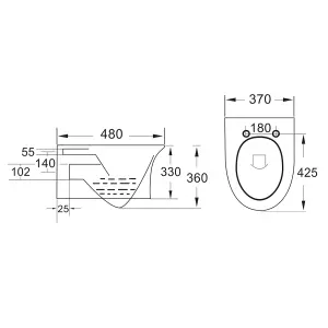 Rimless Wall Hung Toilet & Soft Close Seat with Viva Concealed Cistern Frame Set - Gloss Chrome Flush Plate