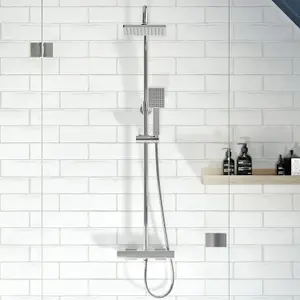 Gainsborough Square Dual Outlet Thermostatic Cool Touch Bar Mixer Shower + FFK