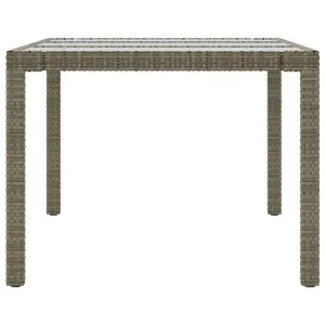 Berkfield Garden Table Grey 190x90x75 cm Tempered Glass and Poly Rattan