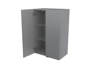 GoodHome Imandra Deep Gloss Grey Double Bathroom Wall cabinet (H)90cm (W)60cm